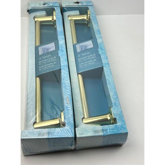 Astra Series Franklin Polished Brass 18in Towel Bar Set of 2 New In The Box - Picture 5 of 5